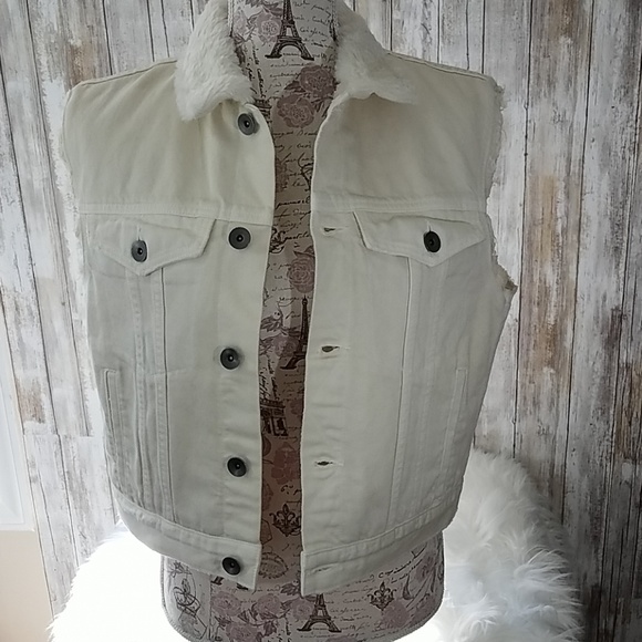 Helmut Lang faux fur trim shrunken denim vest - Picture 4 of 8